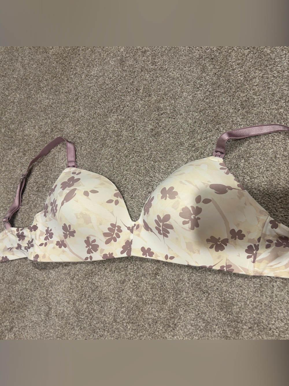 Floral Auden Nursing - T-Shirt Bra in Light Cream and Mauve